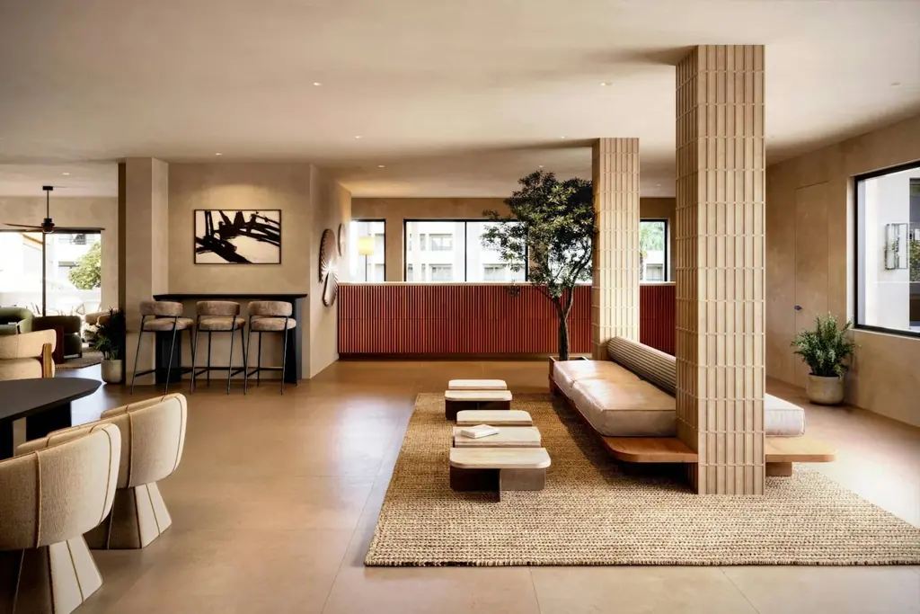 Hotel lobby with lounge seating
