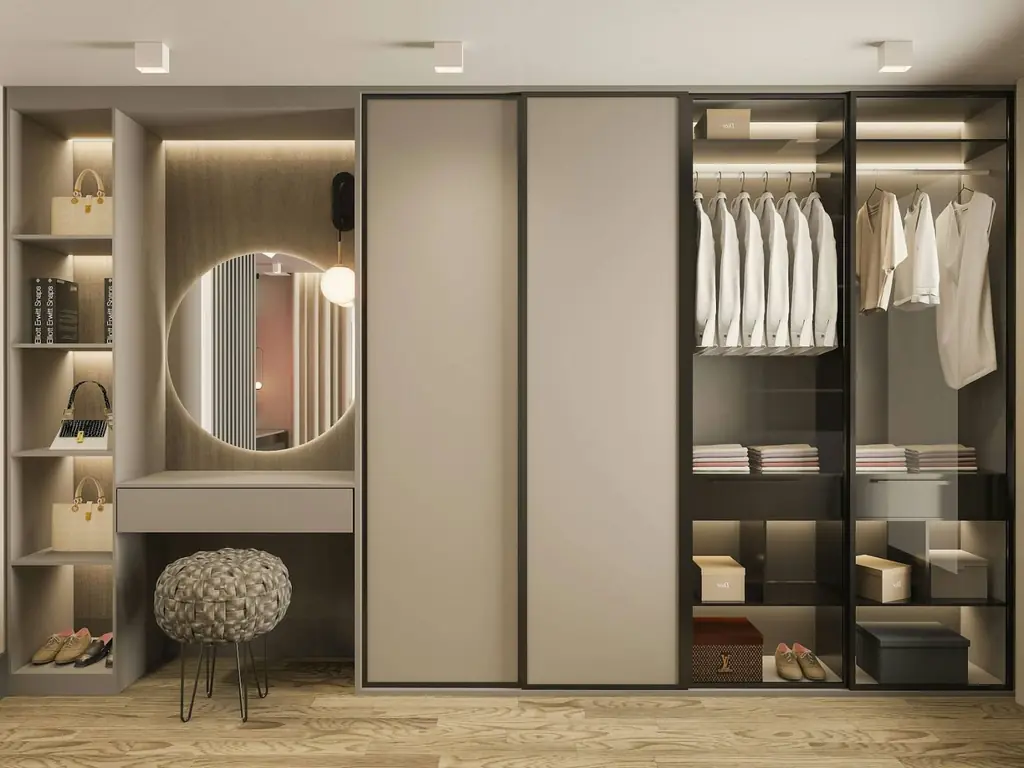 Fitted dressing room with wardrobes