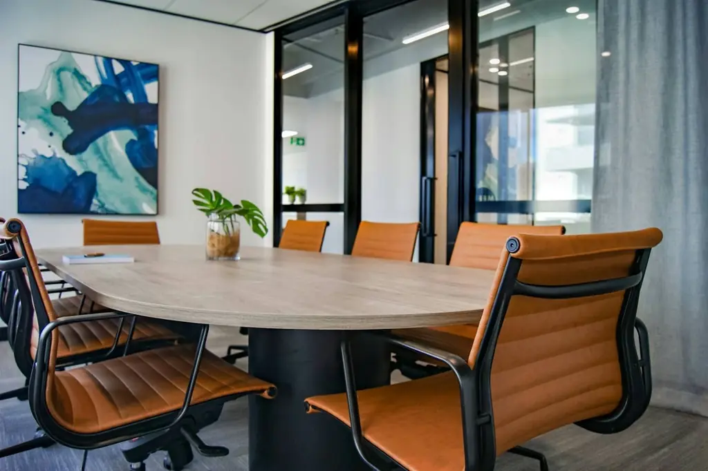 Meeting room with timber table