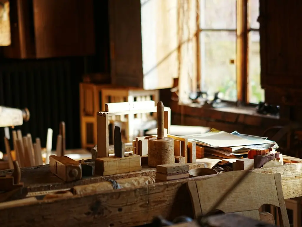 Joinery workbench and tools in the Uno Interiors workshop